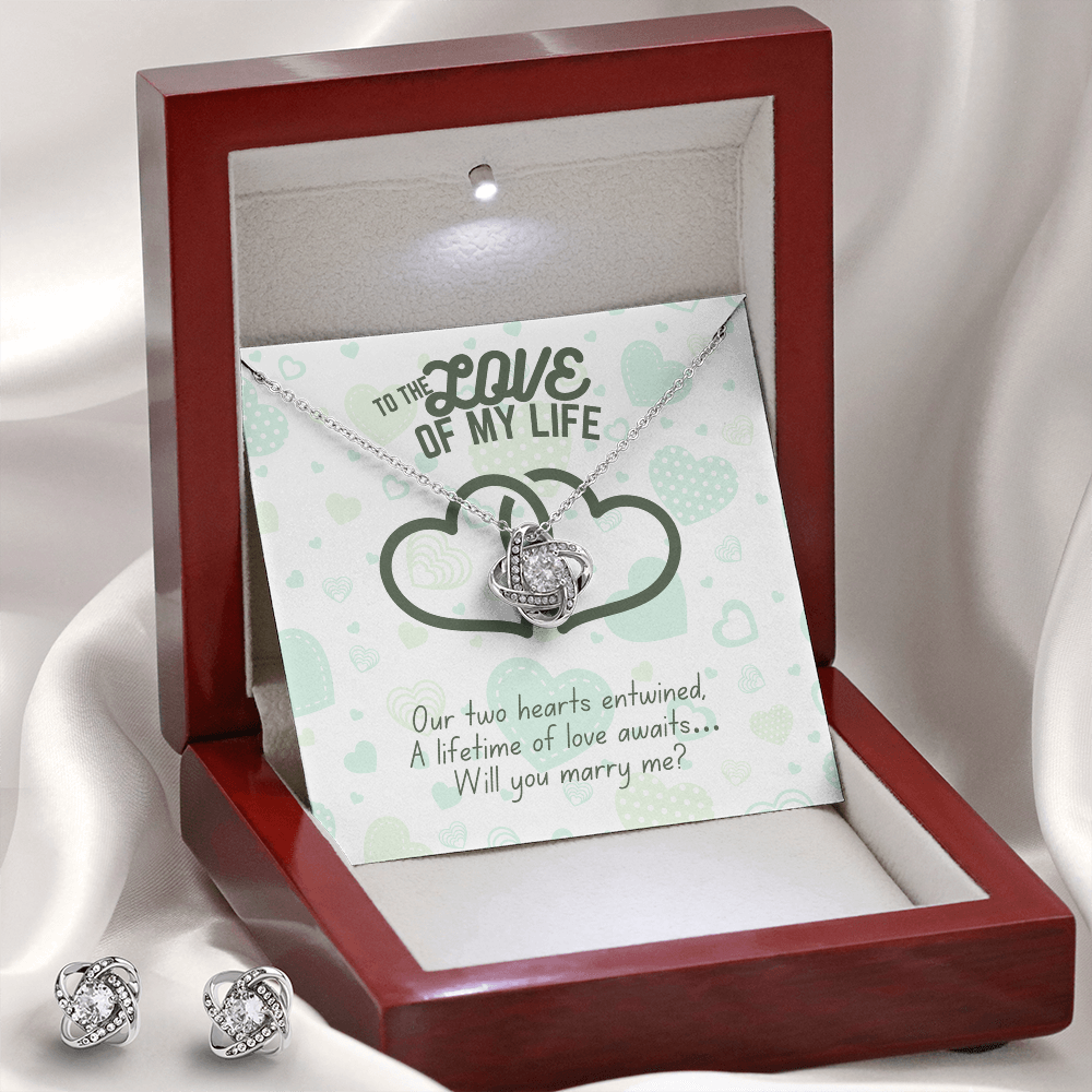 To the love of my life - Our two hearts - Love Knot Necklace & Earring Set