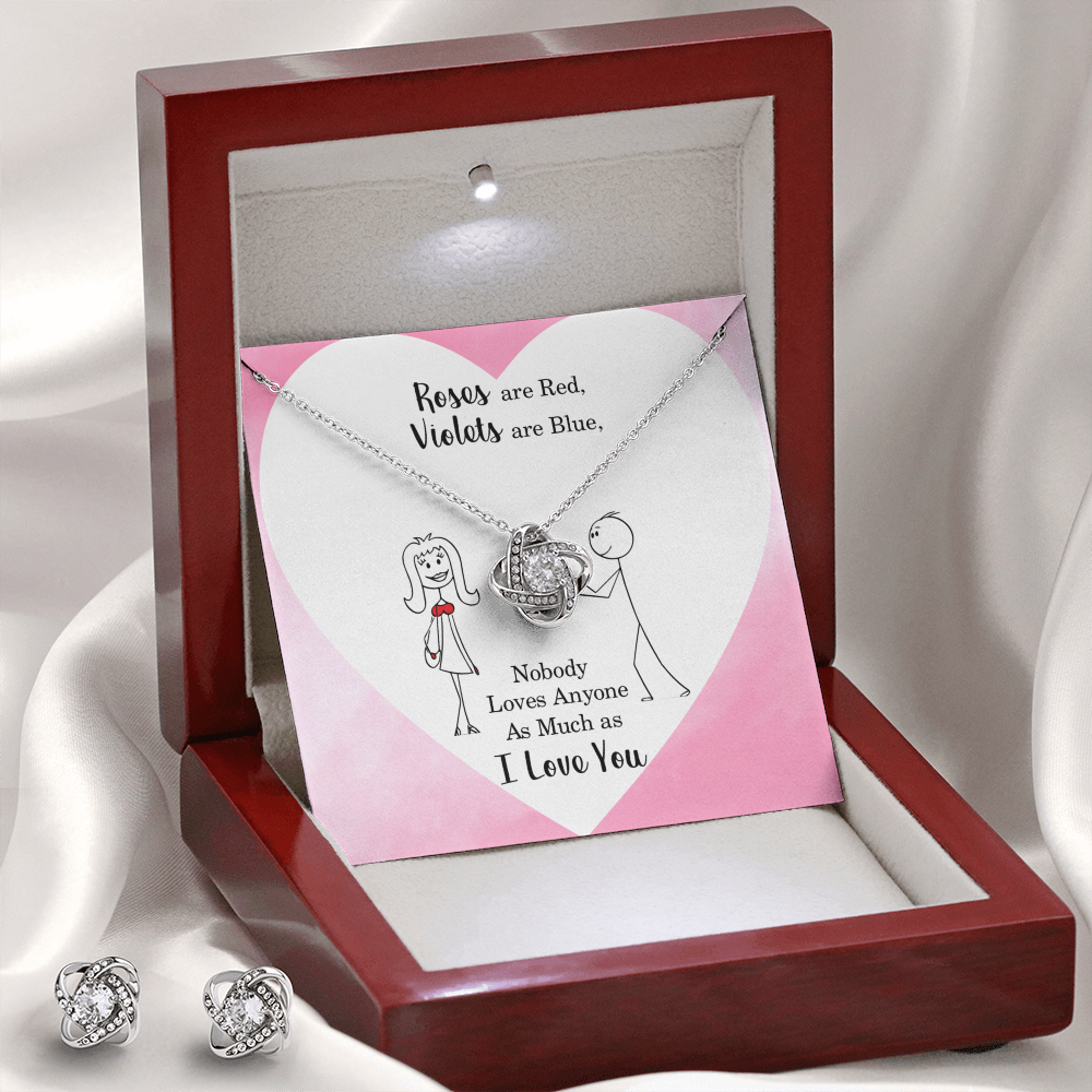 To love - Roses are red - Love Knot Necklace & Earring Set