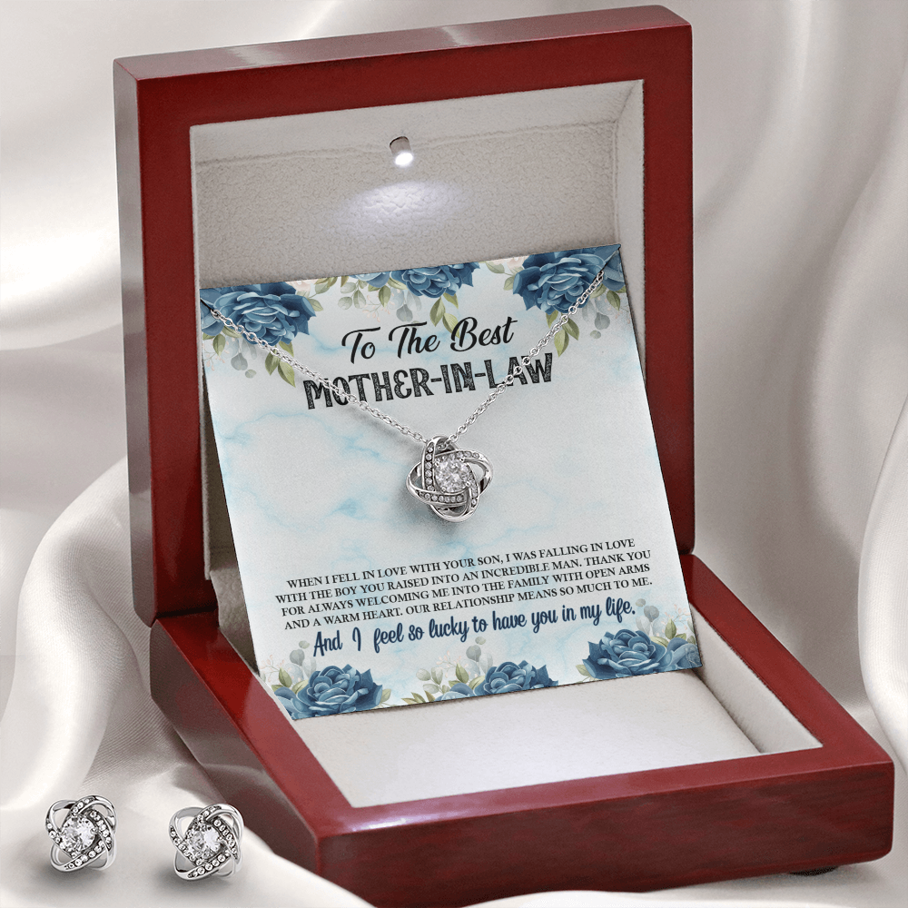 To Mother In Law - When I fell in love - Love Knot Necklace & Earring Set