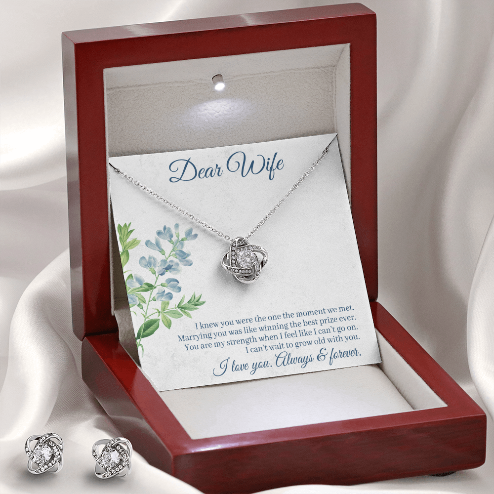To Wife - I knew you were - Love Knot Necklace & Earring Set