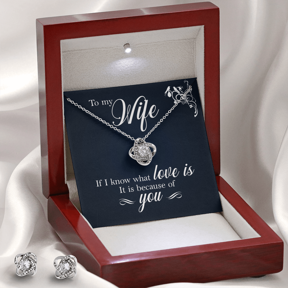 To Wife - If I know - Love Knot Necklace & Earring Set