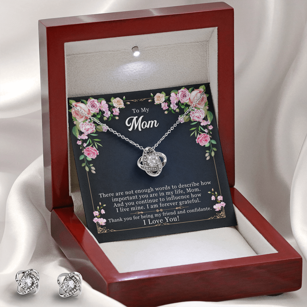 To Mom - There are not enough - Love Knot Necklace & Earring Set