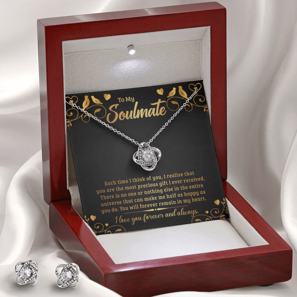 To Soulmate - Each time I think - Love Knot Necklace & Earring Set