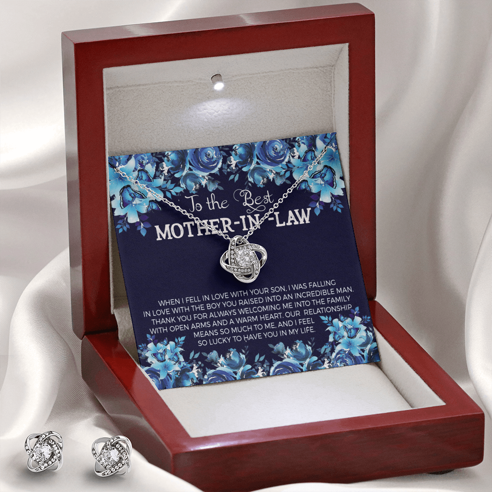 To Mother In Law - When I fell in love - Love Knot Necklace & Earring Set