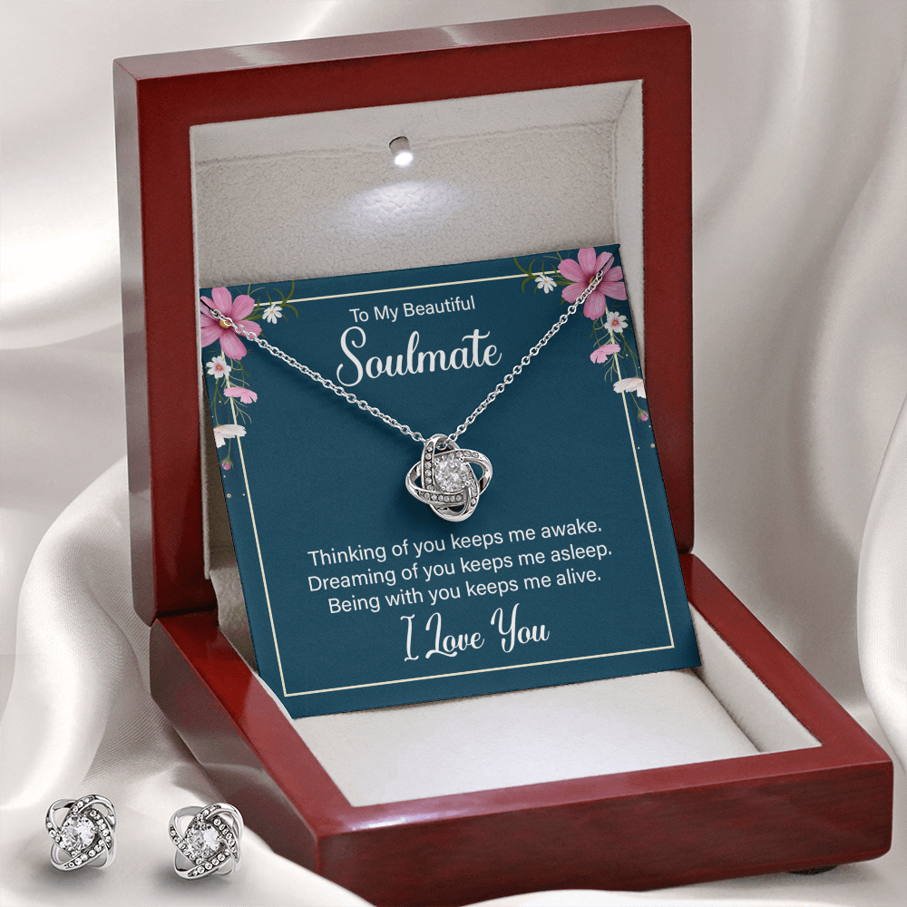 To Soulmate - Thinking of you - Love Knot Necklace & Earring Set