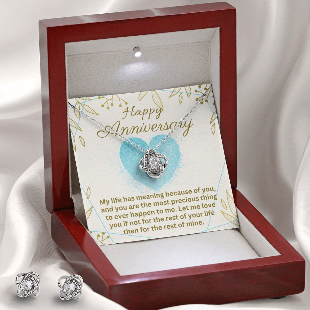 Anniversary - My life has meaning - Love Knot Necklace & Earring Set