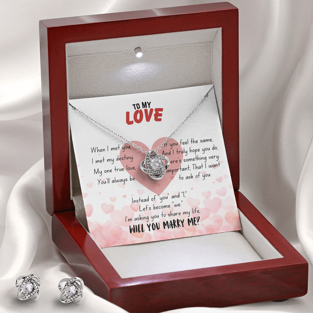 To my love - When I met you - Love Knot Necklace & Earring Set