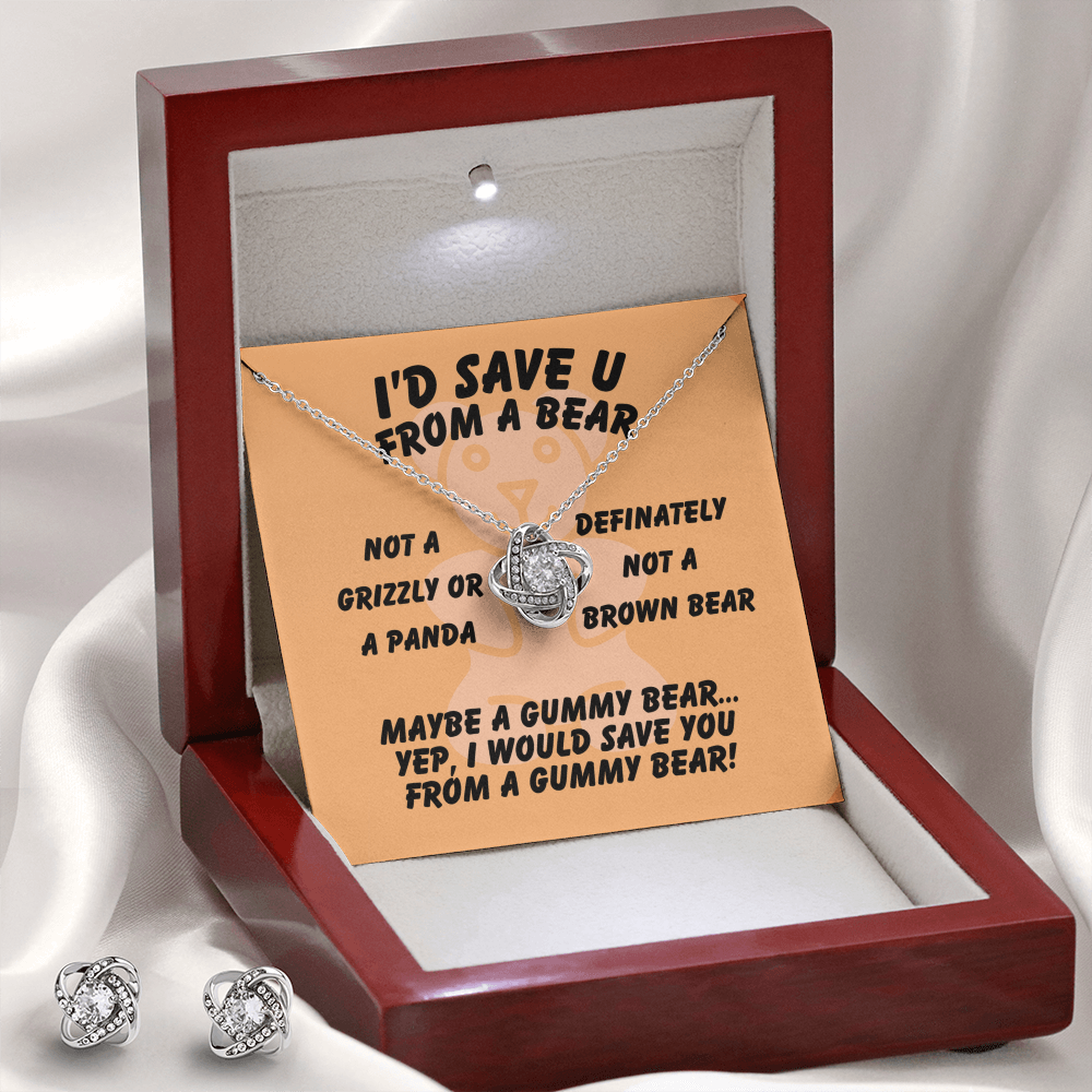 I'd save U - From a bear - Love Knot Necklace & Earring Set