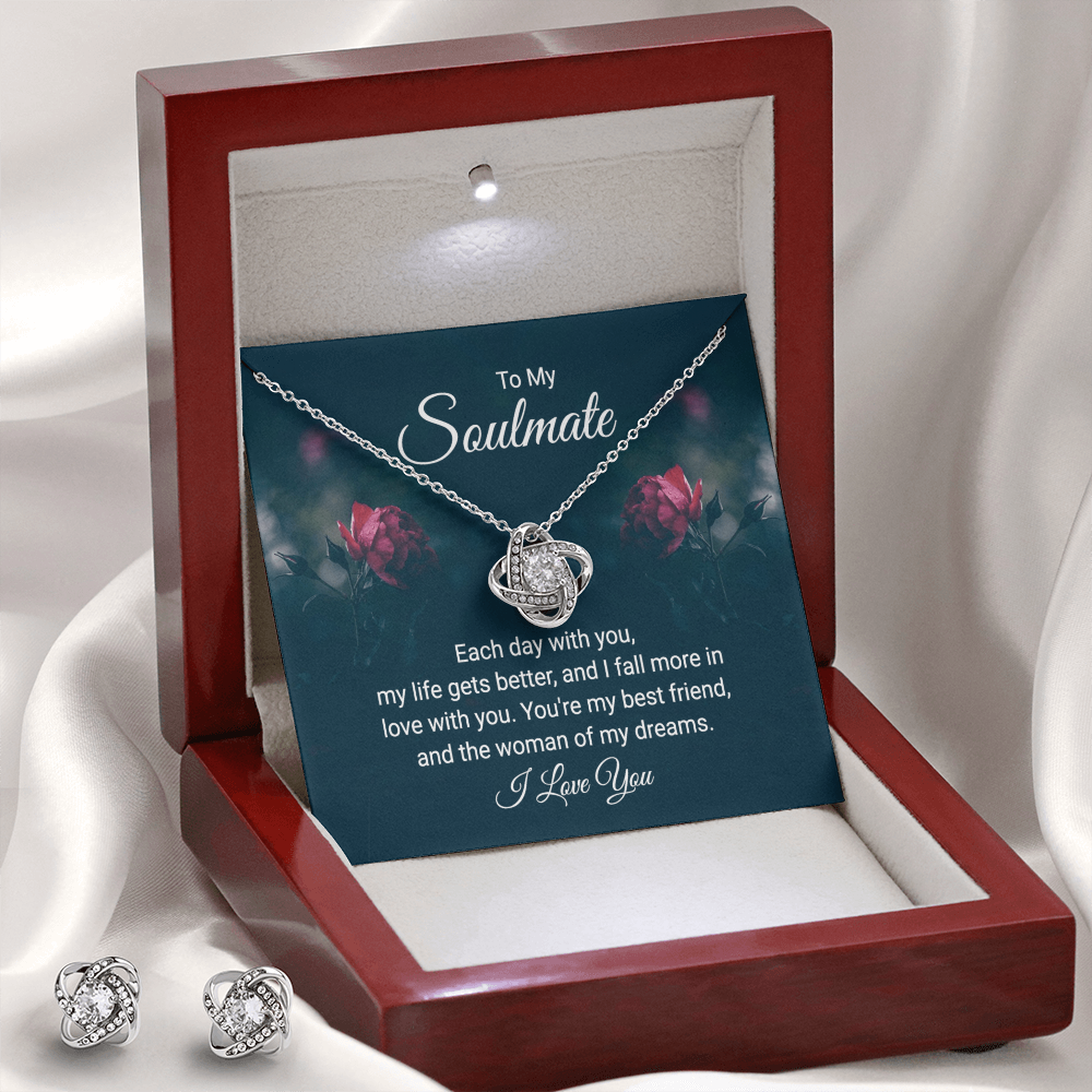 To Soulmate - Each day with you - Love Knot Necklace & Earring Set