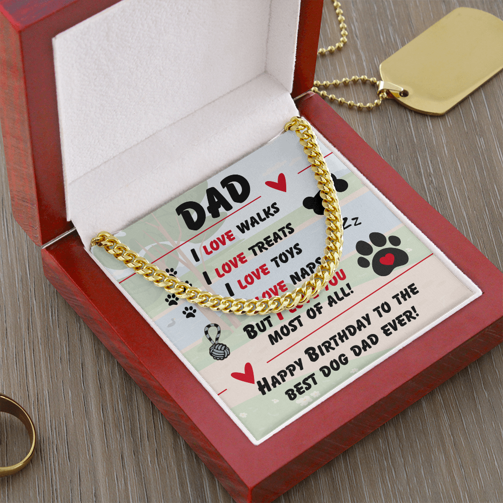 Dad - I love walks - Cuban Link Chain