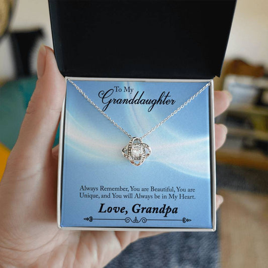 To Granddaughter - Always remember - Love Knot Necklace