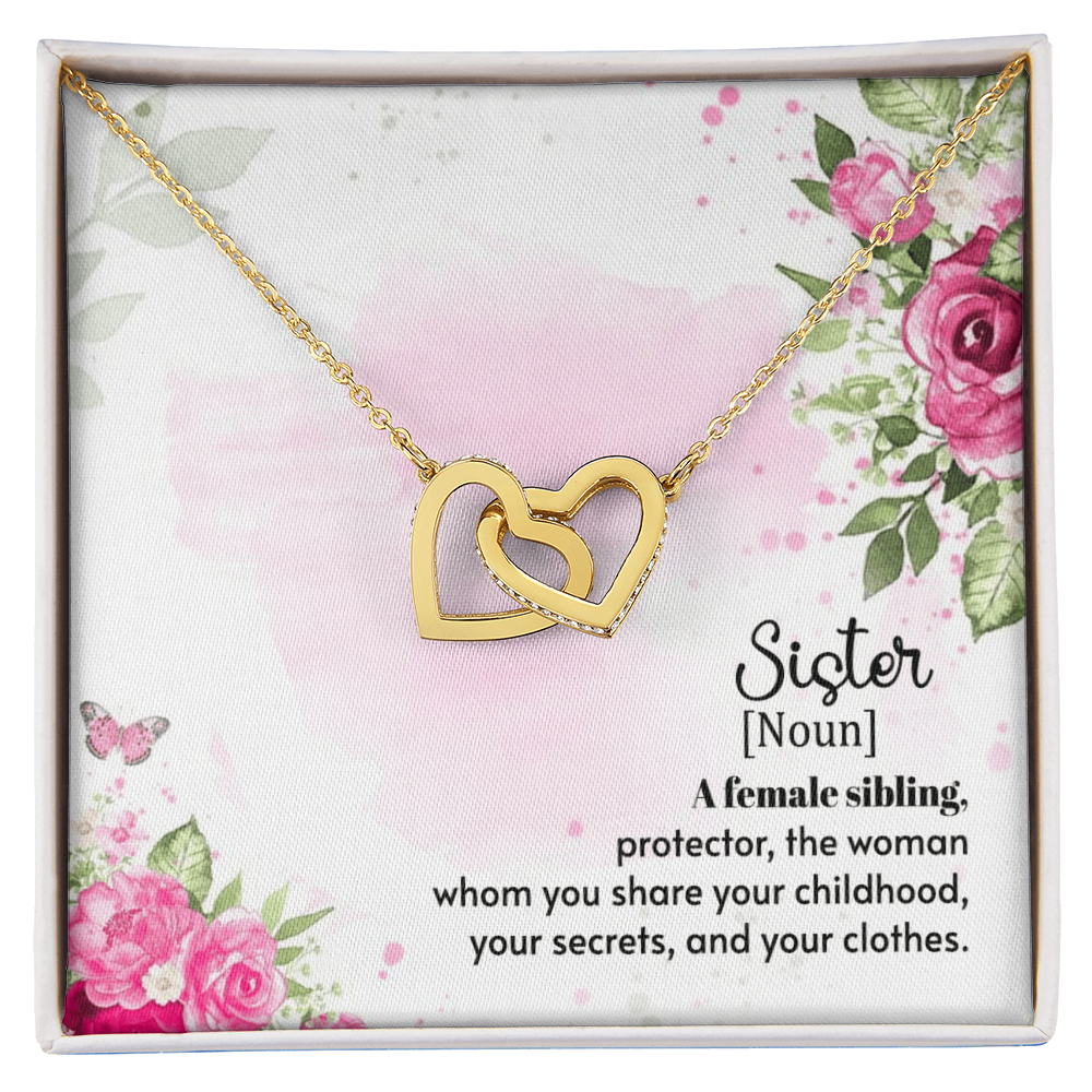 To Sister - A female sibling - Interlocking Hearts Necklace