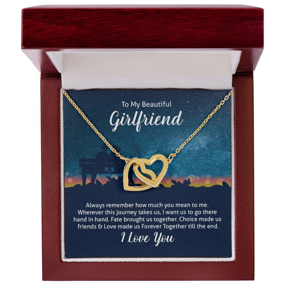 To Girlfriend - Always remember - Interlocking Hearts Necklace