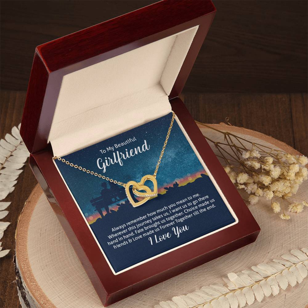 To Girlfriend - Always remember - Interlocking Hearts Necklace
