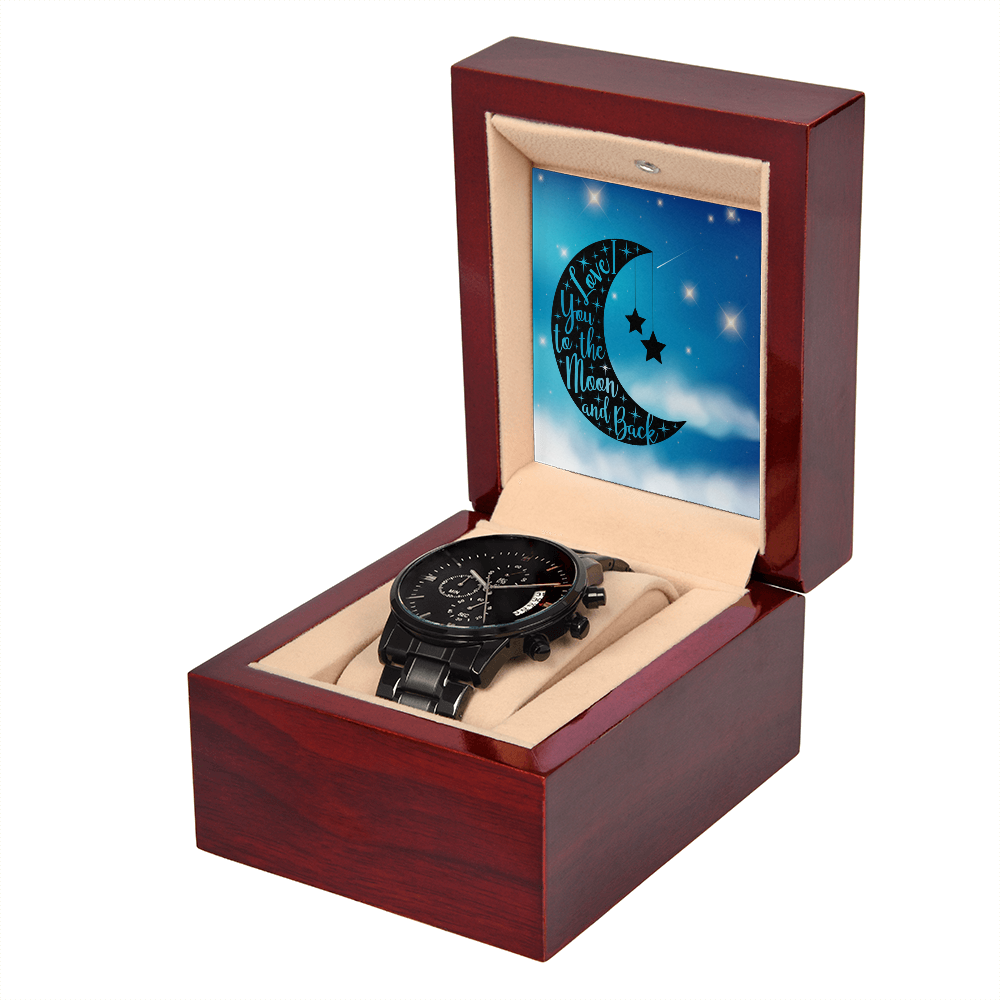 Love - To the moon and back - Black Chronograph Watch