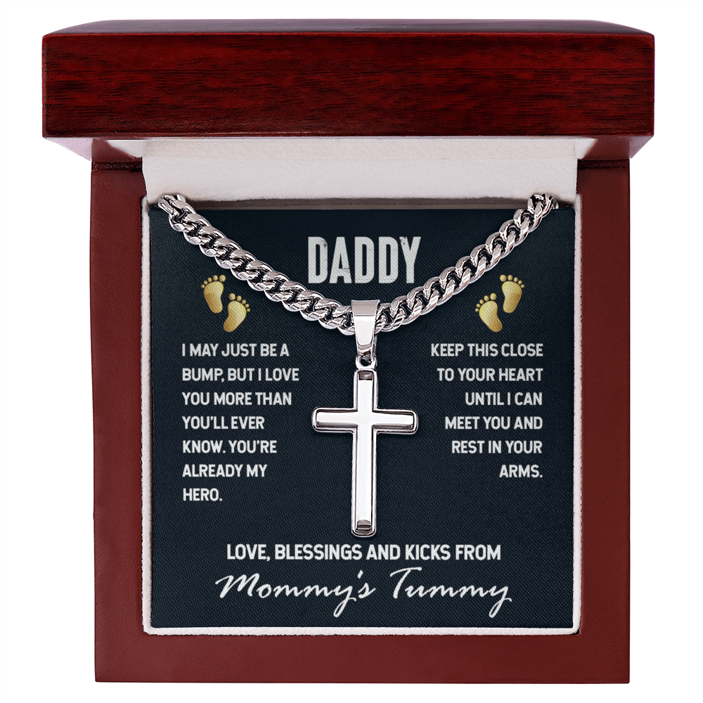 To Dad - Daddy. I may just - Cuban Link Chain with Artisan Cross