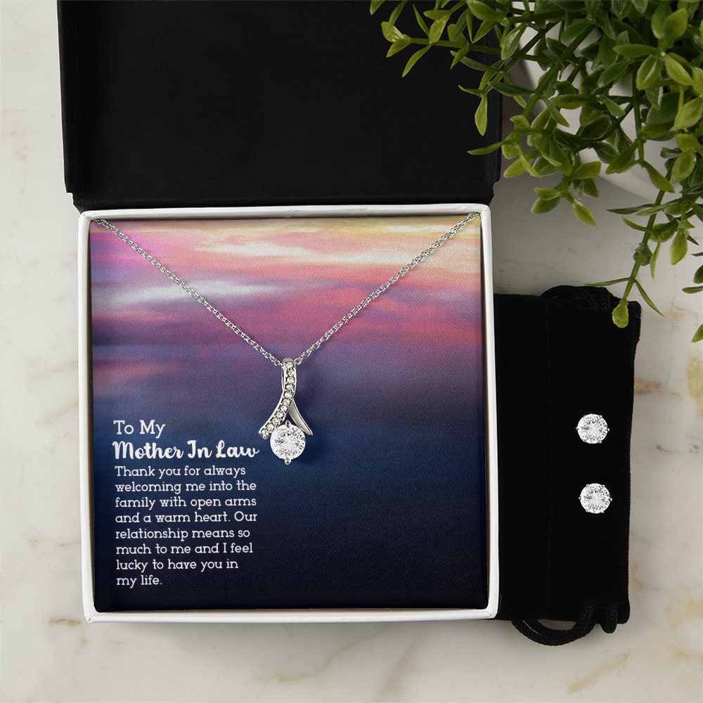 To Mother In Law - Thank you for always - Alluring Beauty Necklace & Earring Set