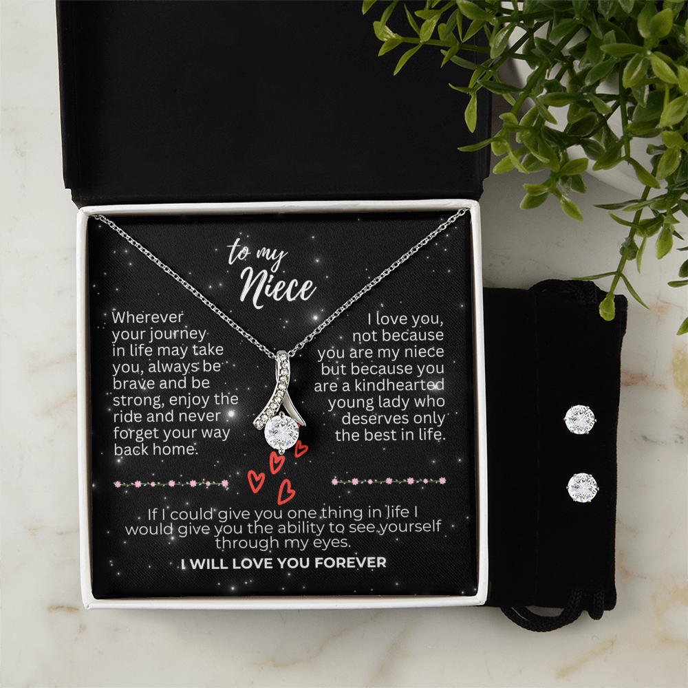 To Niece - Wherever your journey - Alluring Beauty Necklace & Earring Set