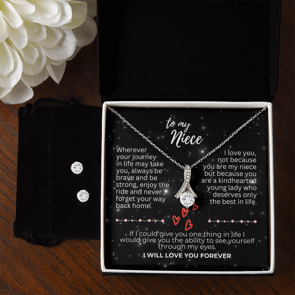 To Niece - Wherever your journey - Alluring Beauty Necklace & Earring Set