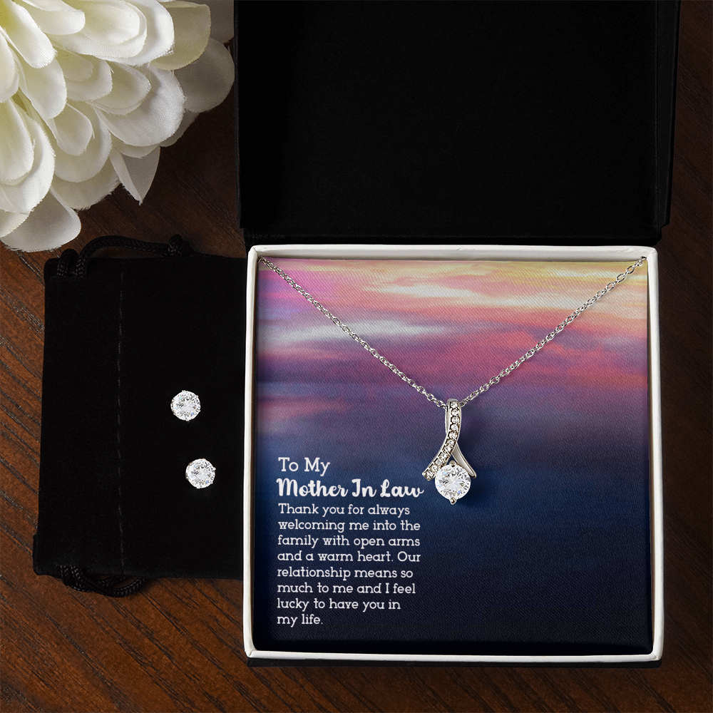To Mother In Law - Thank you for always - Alluring Beauty Necklace & Earring Set