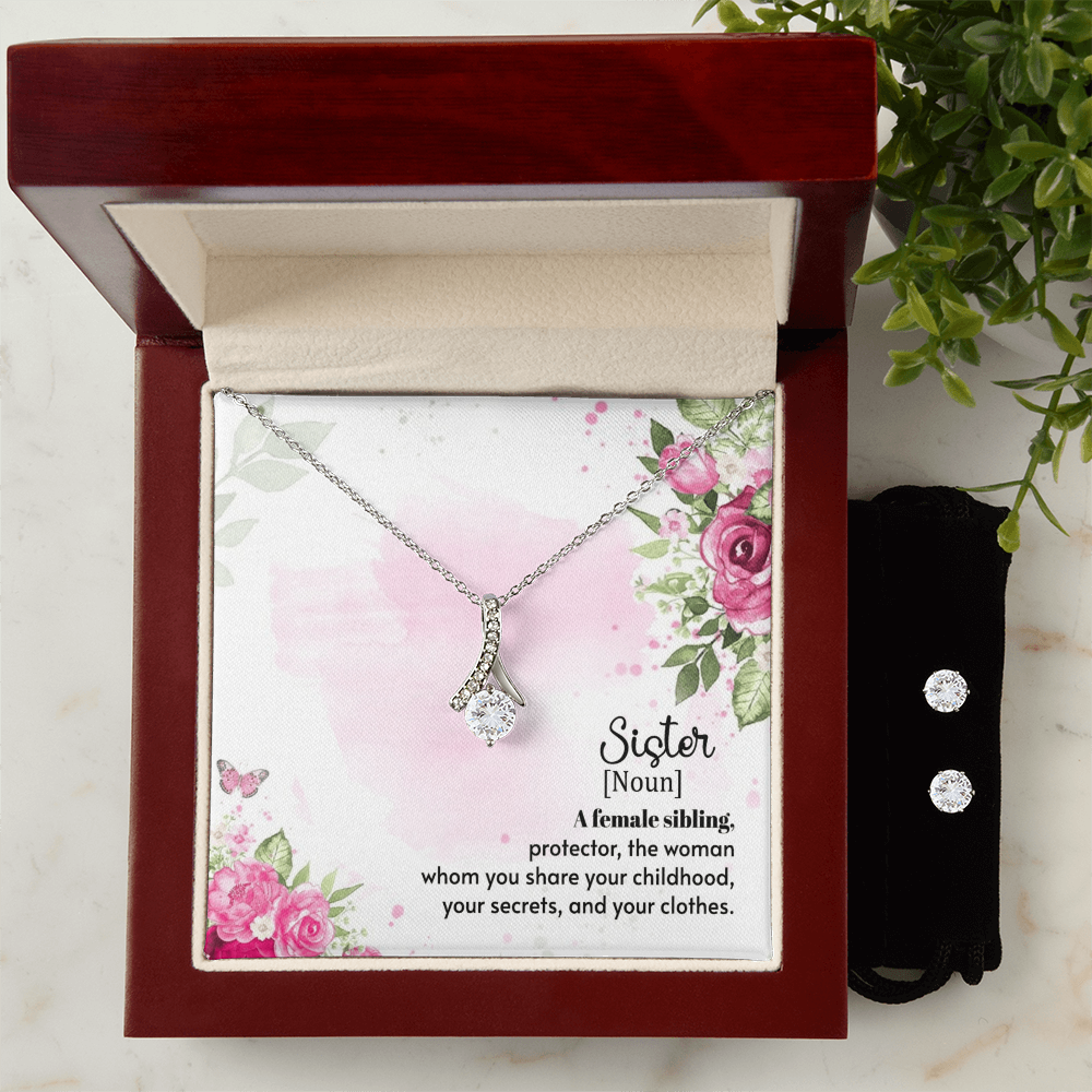 To Sister - A female sibling - Alluring Beauty Necklace & Earring Set