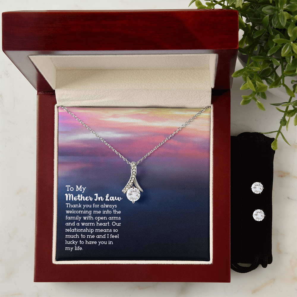 To Mother In Law - Thank you for always - Alluring Beauty Necklace & Earring Set