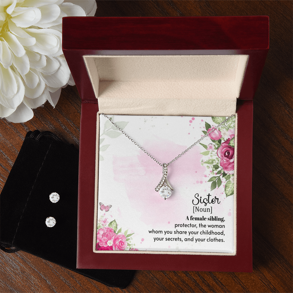 To Sister - A female sibling - Alluring Beauty Necklace & Earring Set