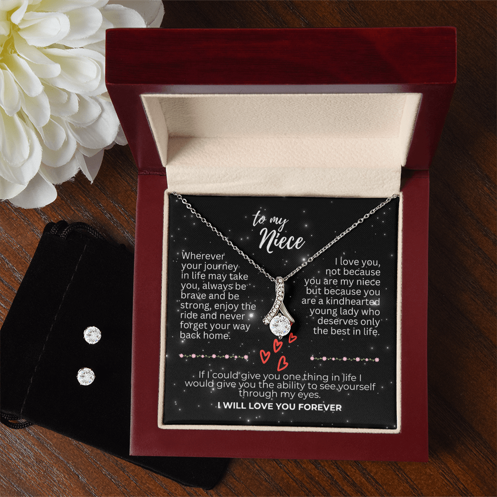 To Niece - Wherever your journey - Alluring Beauty Necklace & Earring Set