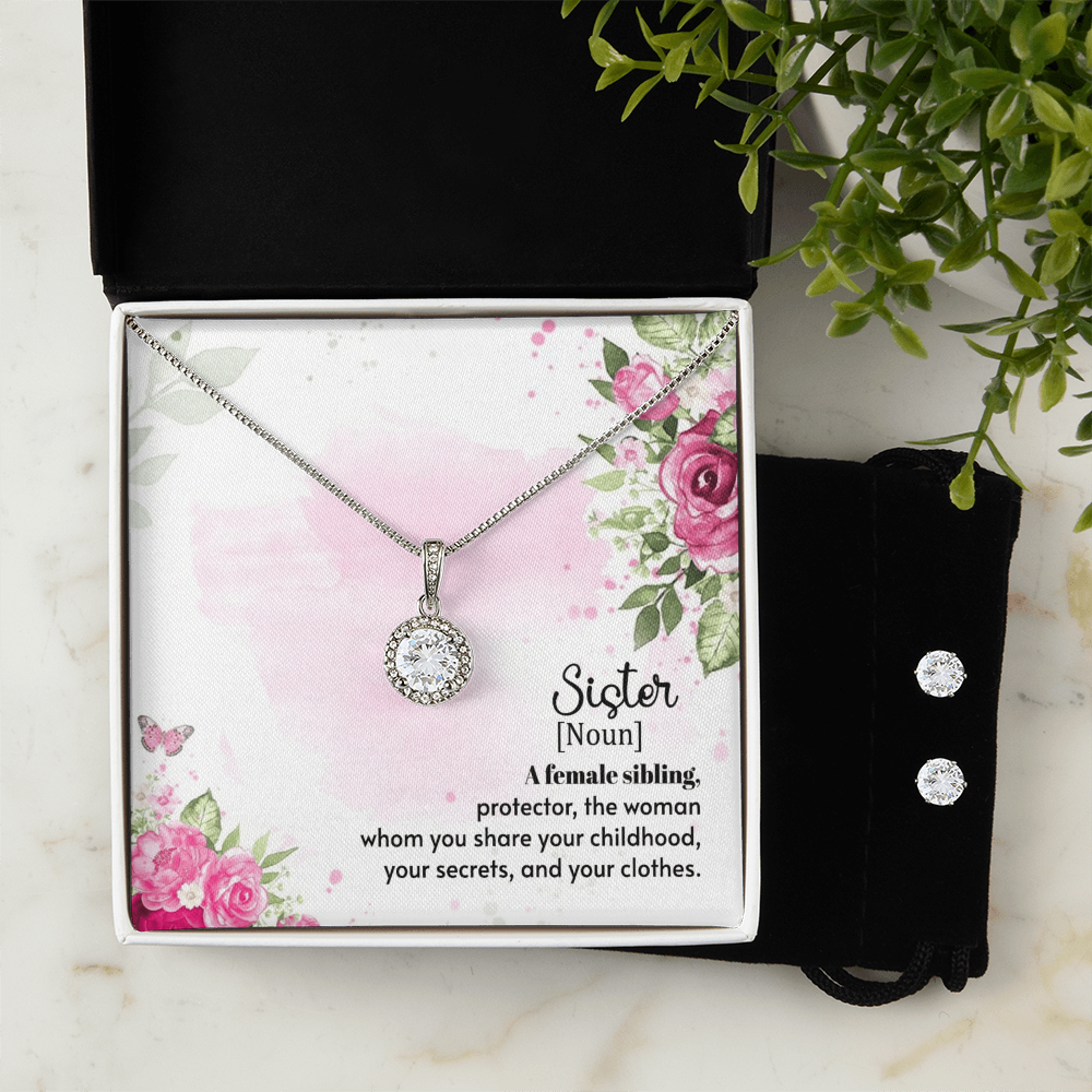 To Sister - A female sibling - Eternal Hope Necklace & Earring Set