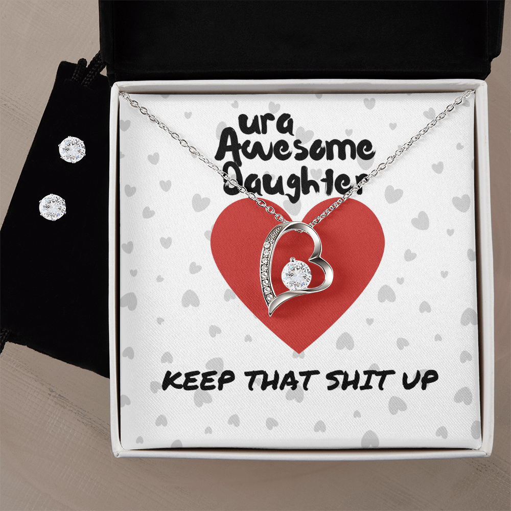 ura Awesome Daughter - Keep that - Forever Love Necklace & Earring Set