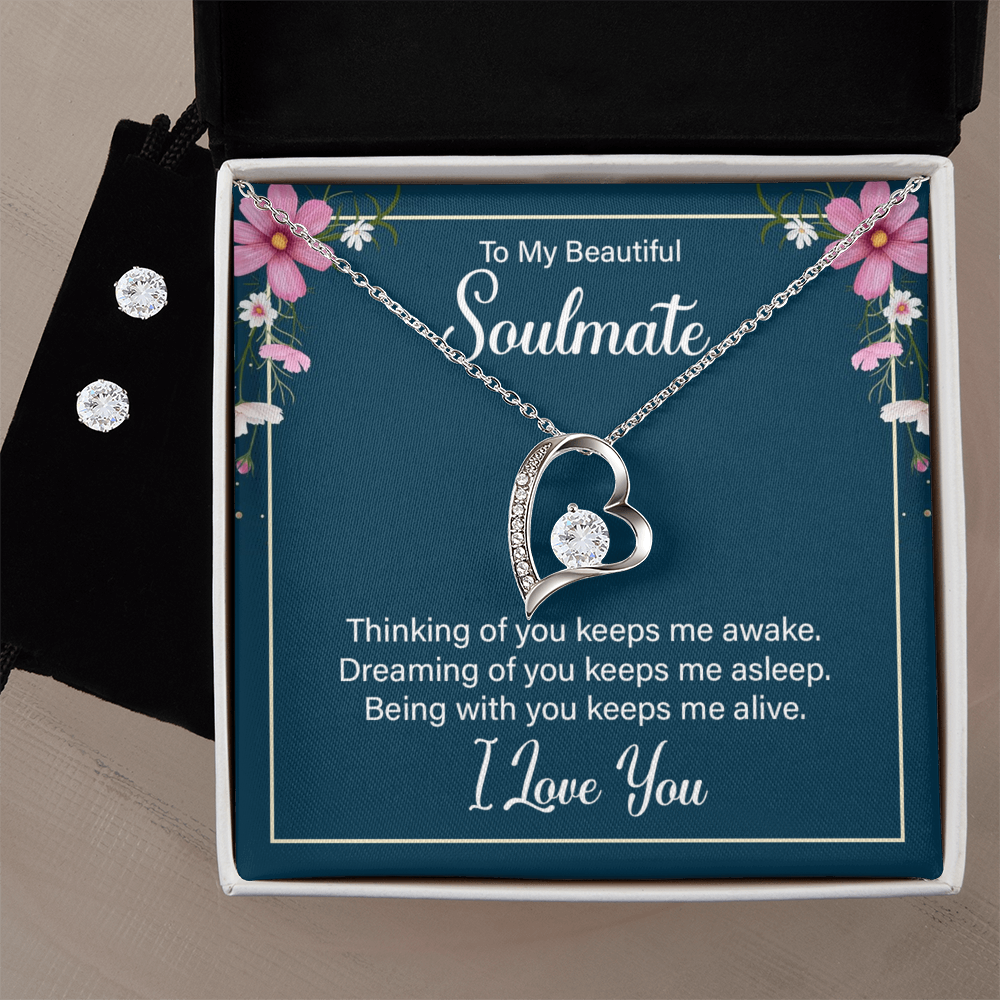 To Soulmate - Thinking of you - Forever Love Necklace & Earring Set