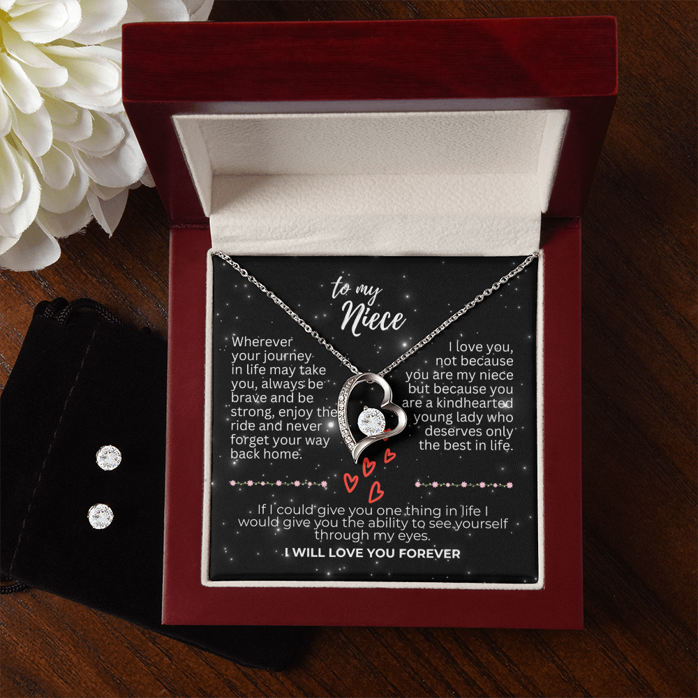 To Niece - Wherever your journey - Forever Love Necklace & Earring Set