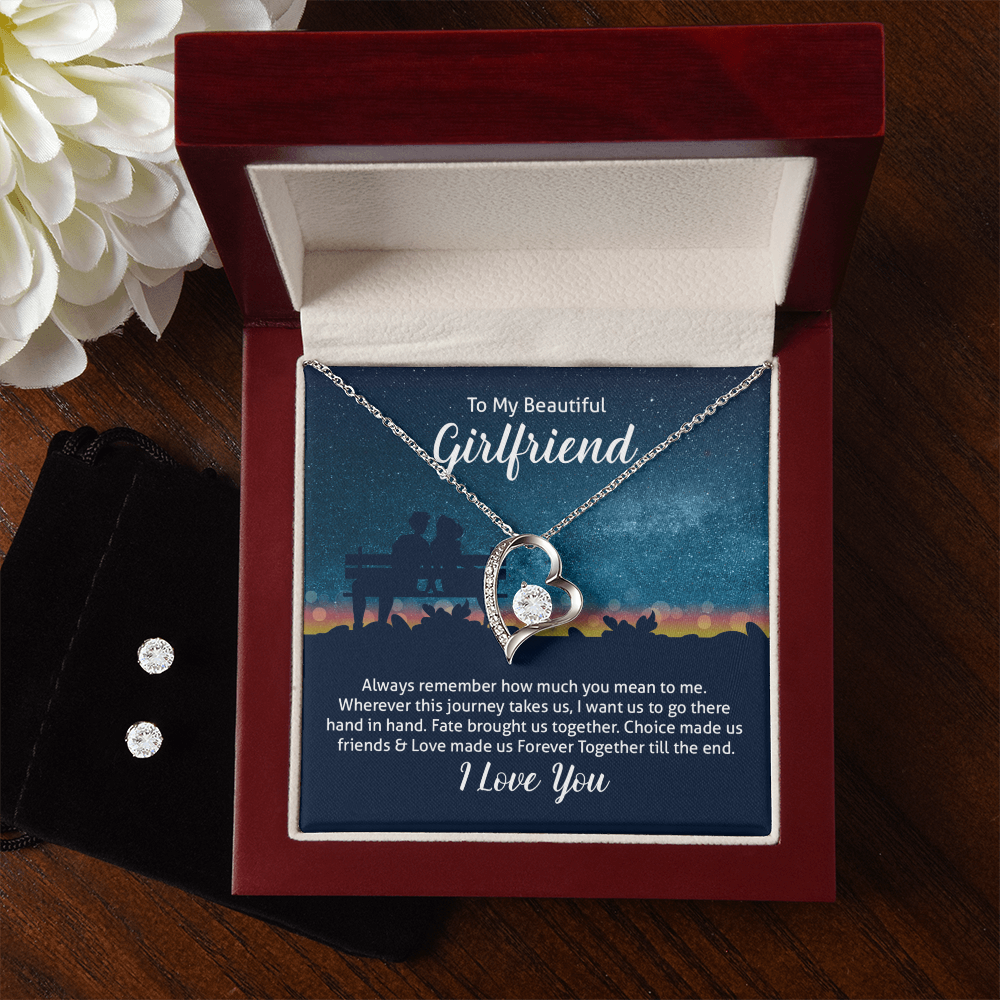 To Girlfriend - Always remember - Forever Love Necklace & Earring Set