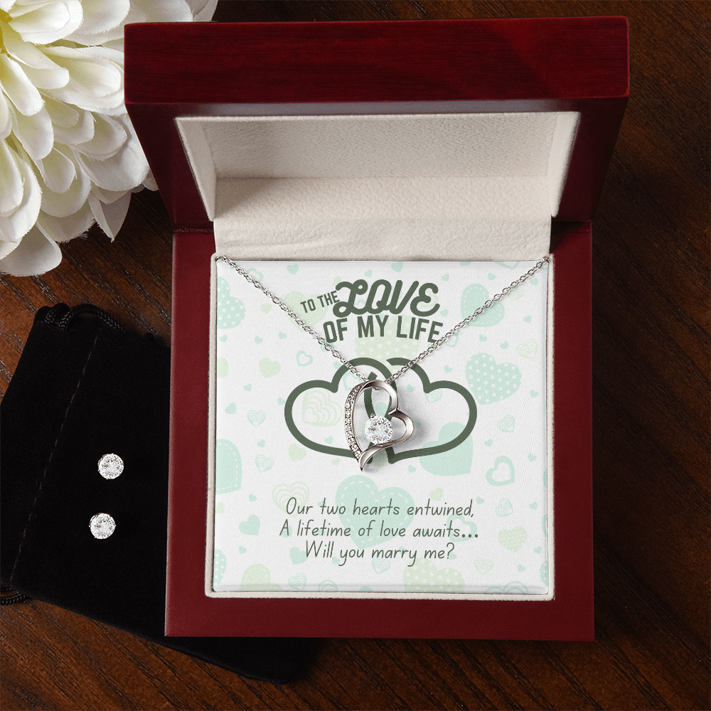 To the love of my life - Our two hearts - Forever Love Necklace & Earring Set