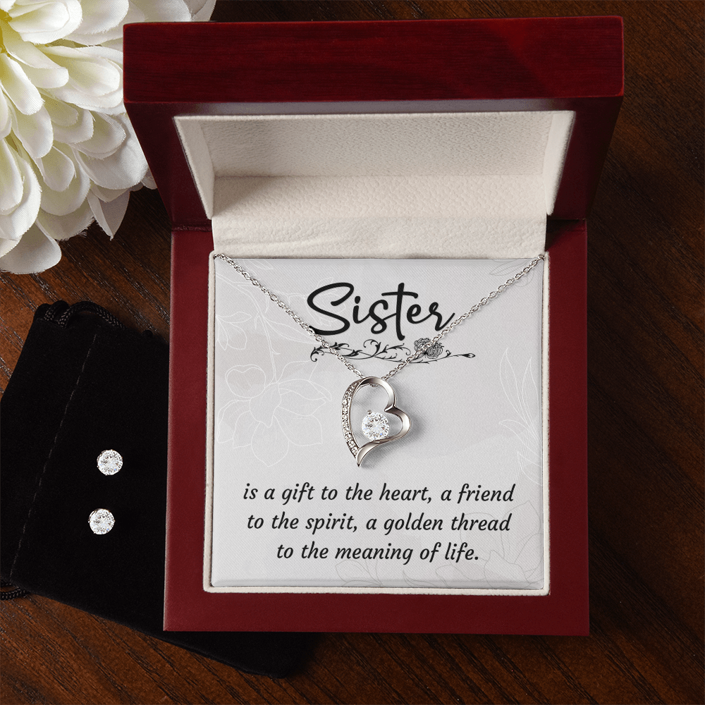 To Sister - Is a gift - Forever Love Necklace & Earring Set
