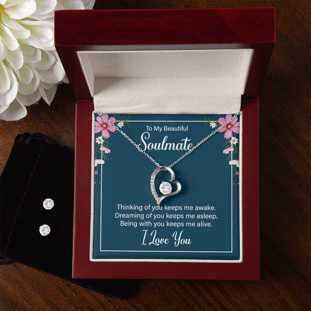 To Soulmate - Thinking of you - Forever Love Necklace & Earring Set