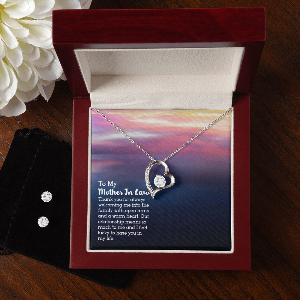 To Mother In Law - Thank you for always - Forever Love Necklace & Earring Set