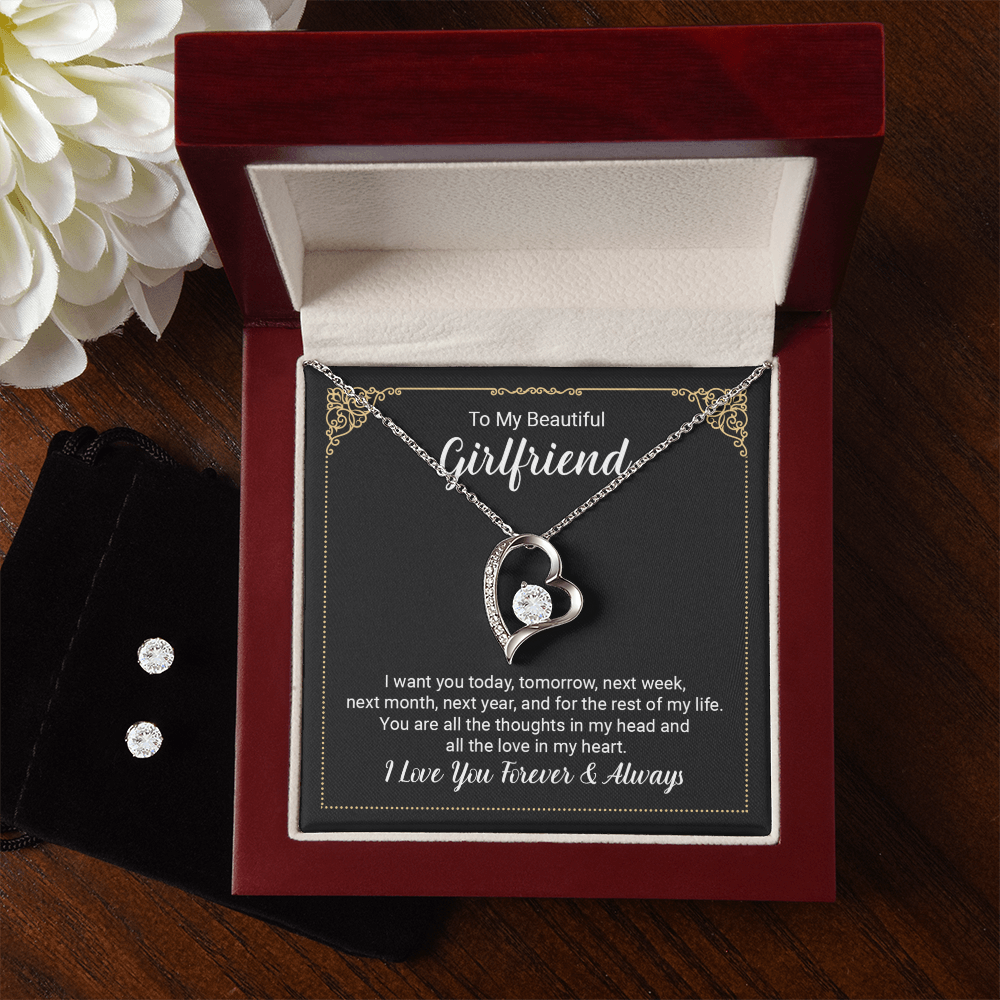 To Girlfriend - I want you today - Forever Love Necklace & Earring Set