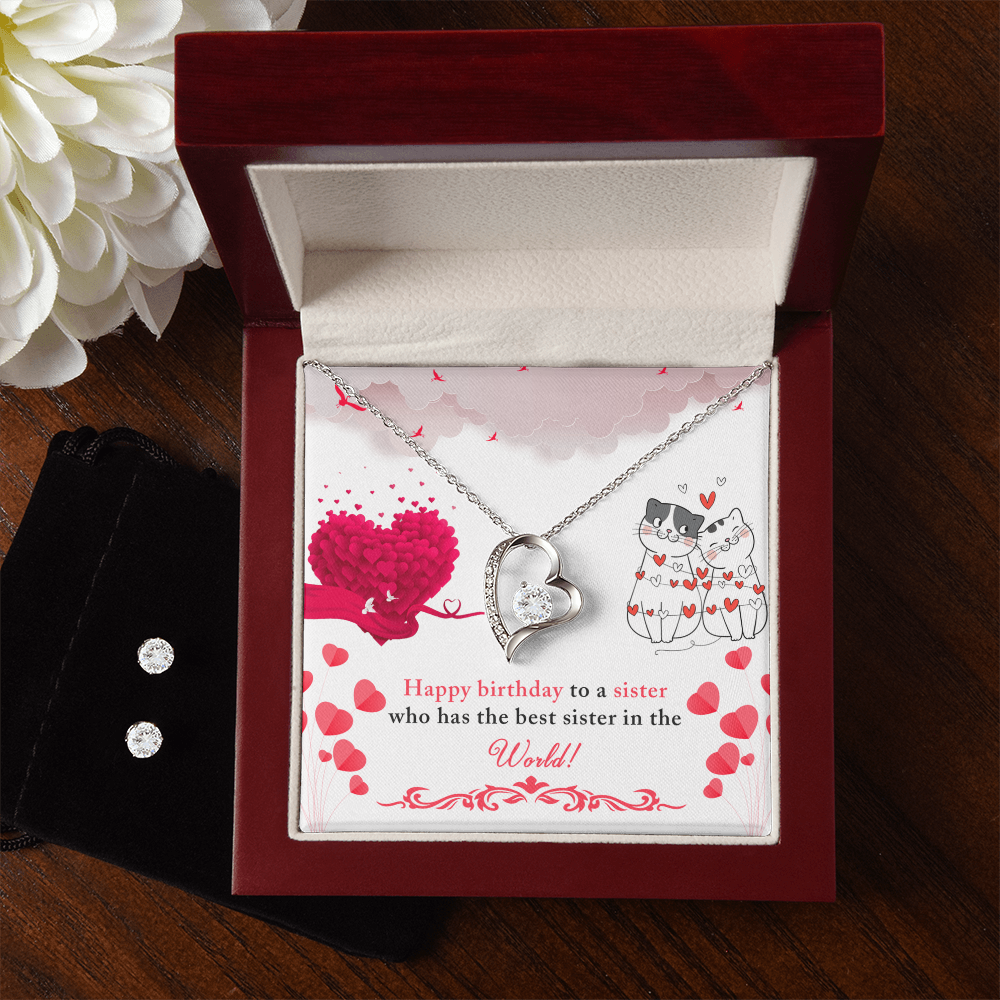 Birthday - To a sister - Forever Love Necklace & Earring Set