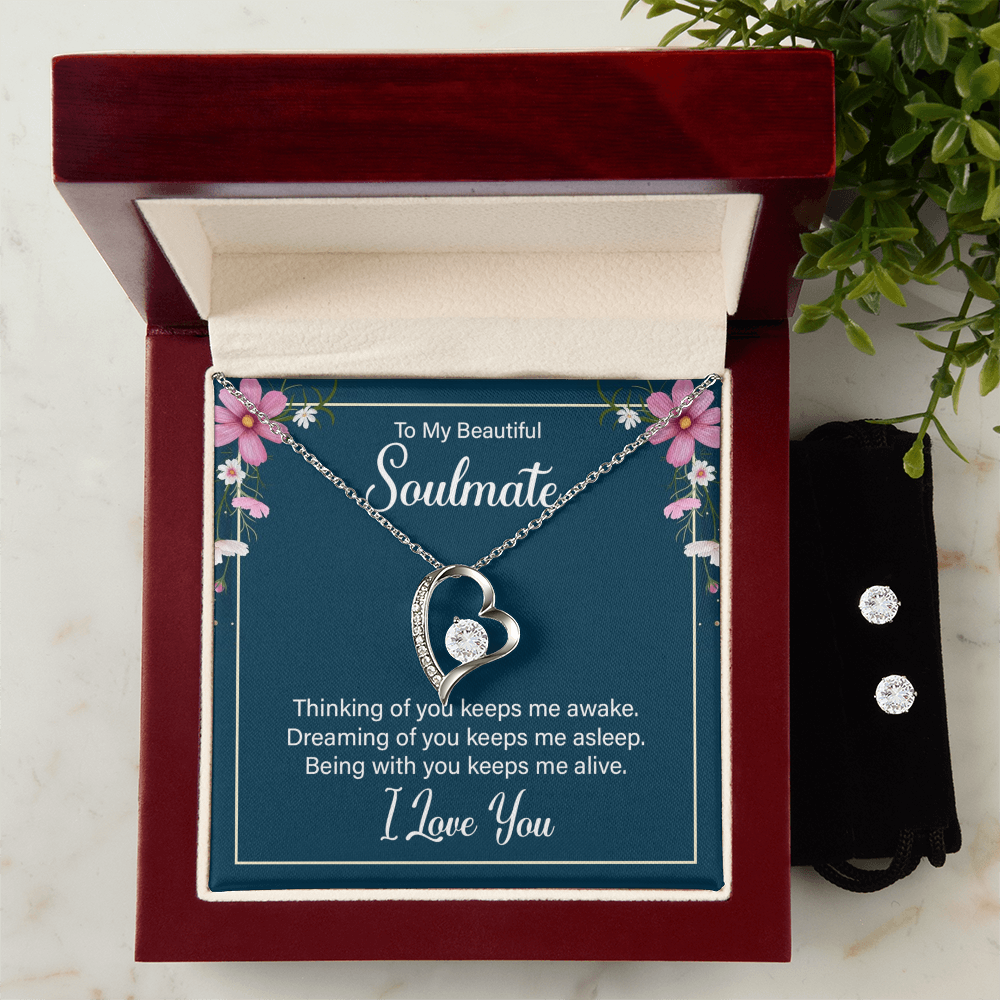 To Soulmate - Thinking of you - Forever Love Necklace & Earring Set