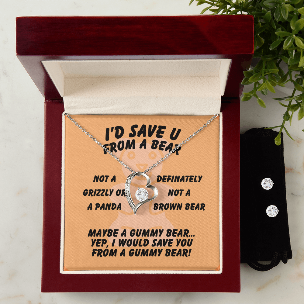 I'd save U - From a bear - Forever Love Necklace & Earring Set