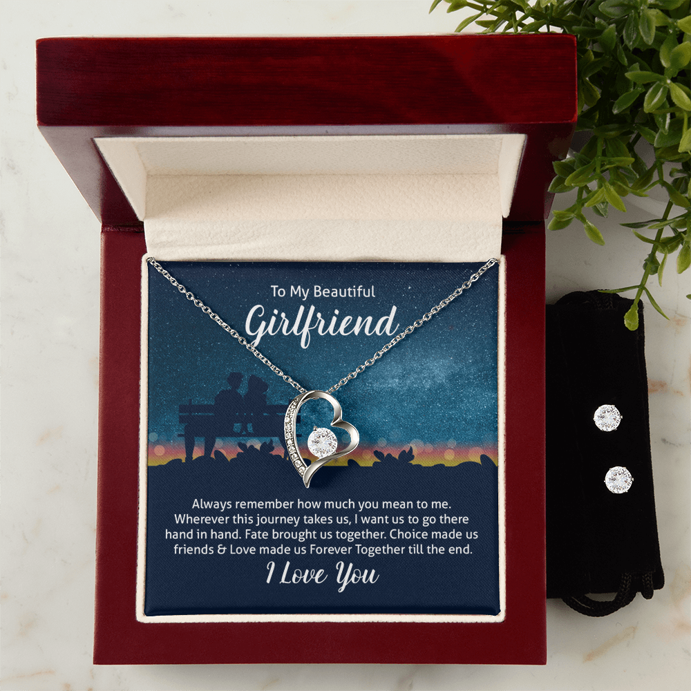 To Girlfriend - Always remember - Forever Love Necklace & Earring Set