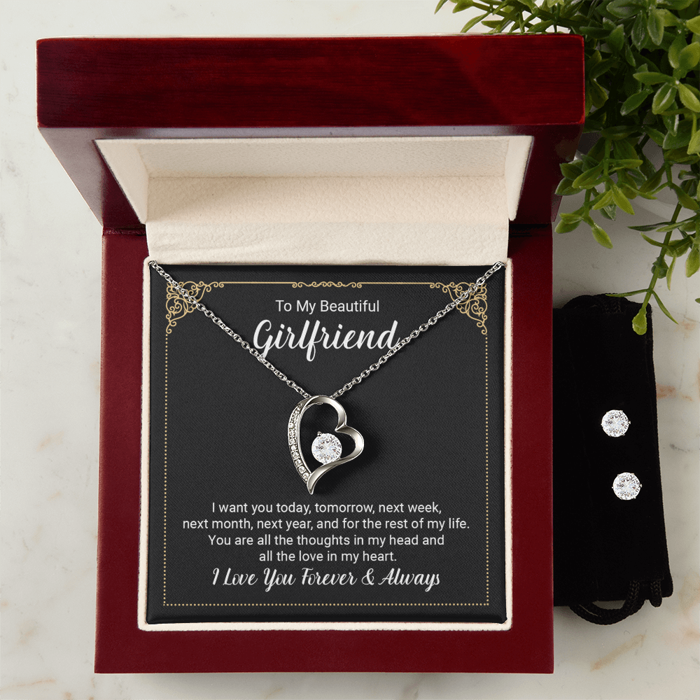 To Girlfriend - I want you today - Forever Love Necklace & Earring Set