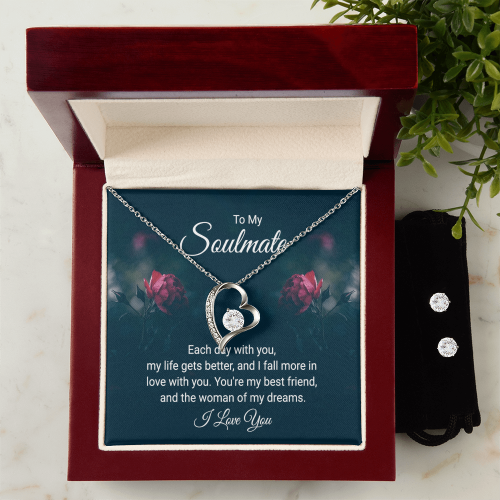 To Soulmate - Each day with you - Forever Love Necklace & Earring Set