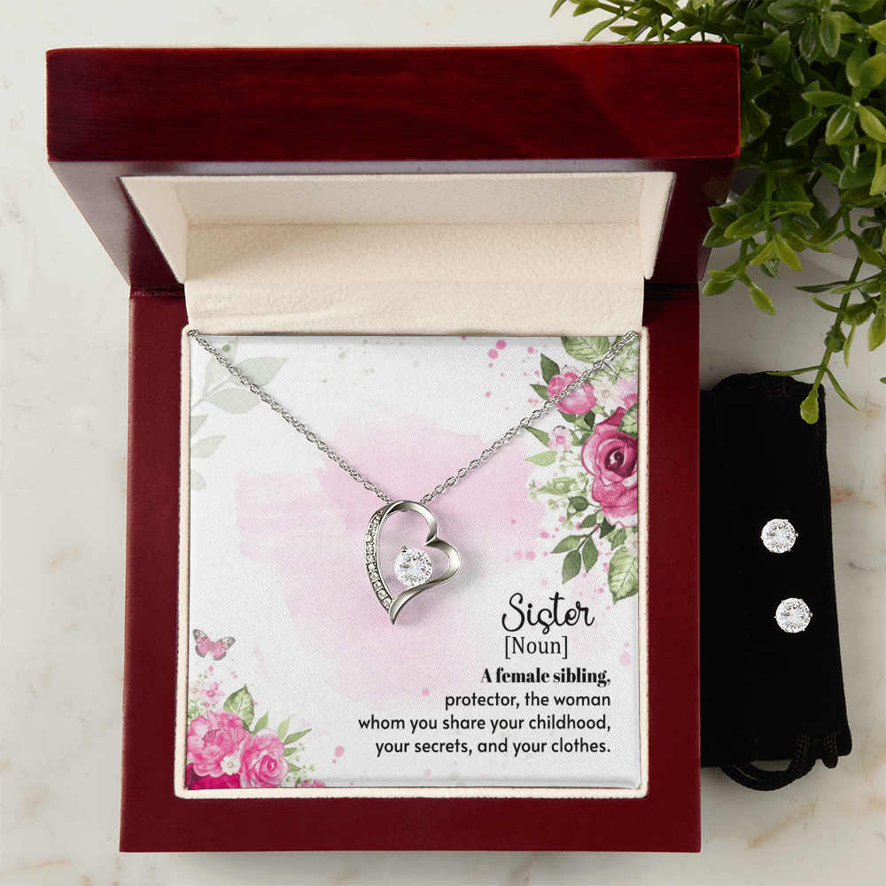 To Sister - A female sibling - Forever Love Necklace & Earring Set