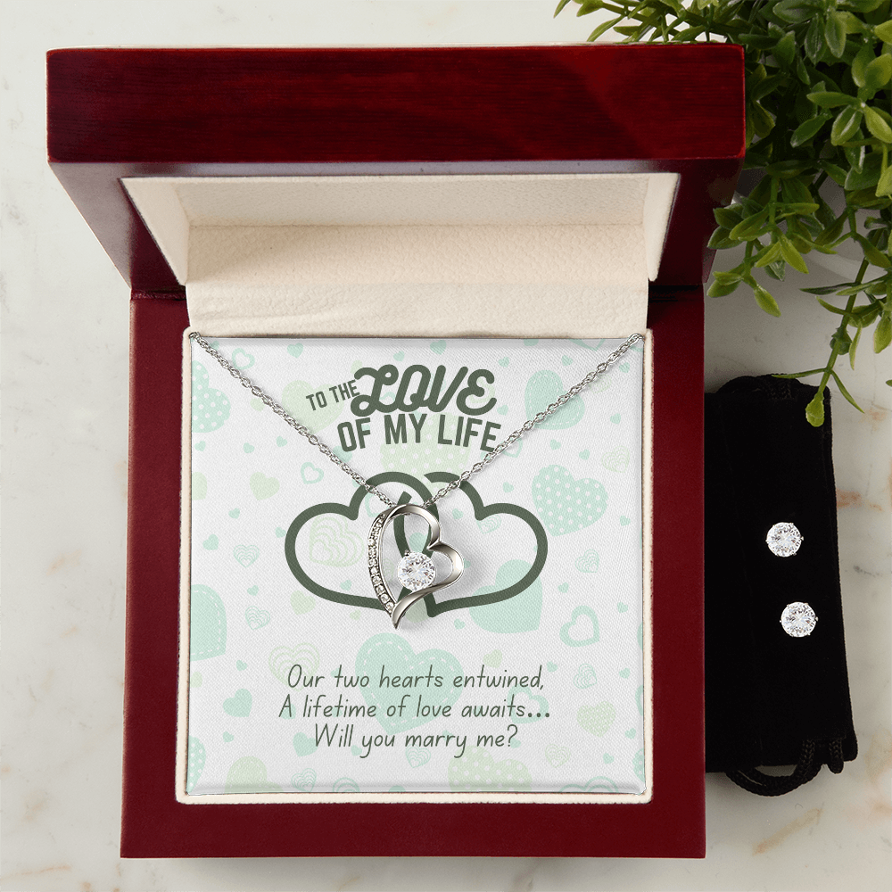 To the love of my life - Our two hearts - Forever Love Necklace & Earring Set