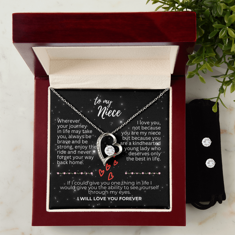 To Niece - Wherever your journey - Forever Love Necklace & Earring Set