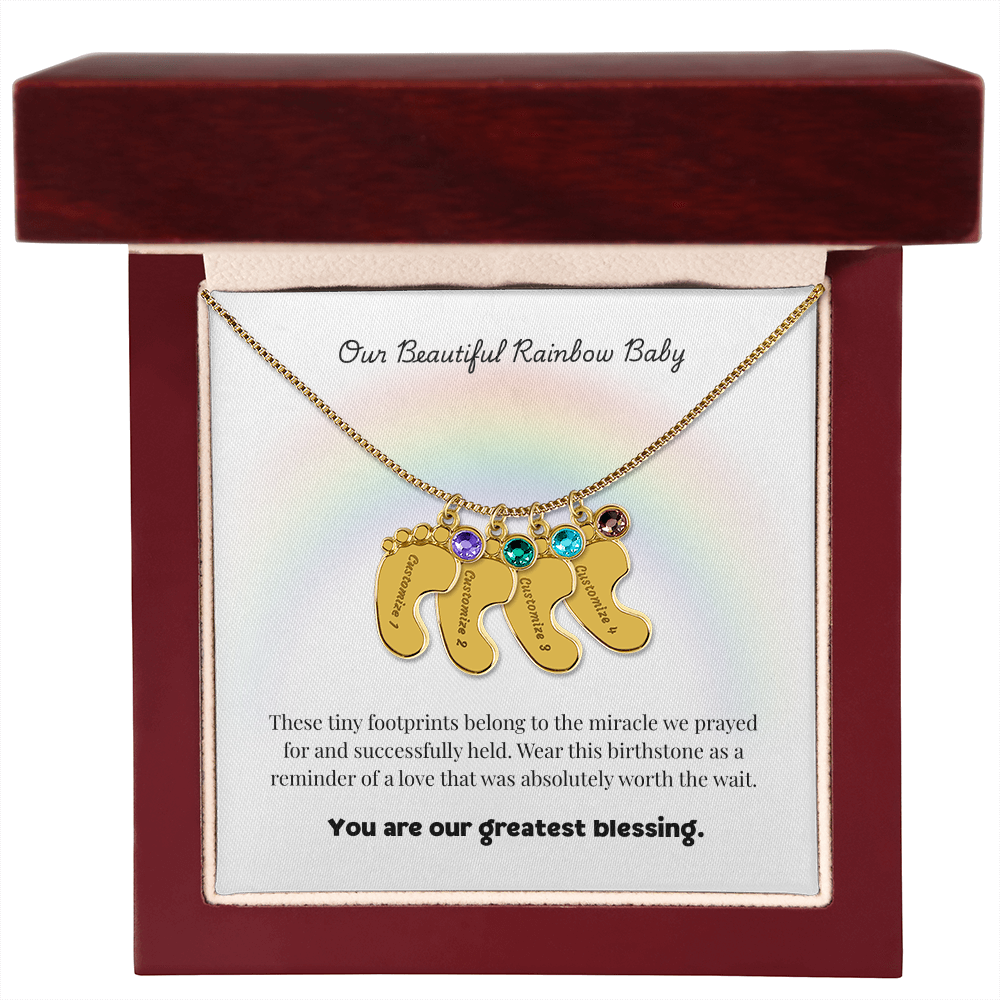 The "Rainbow Baby Blessing" Baby Feet Necklace