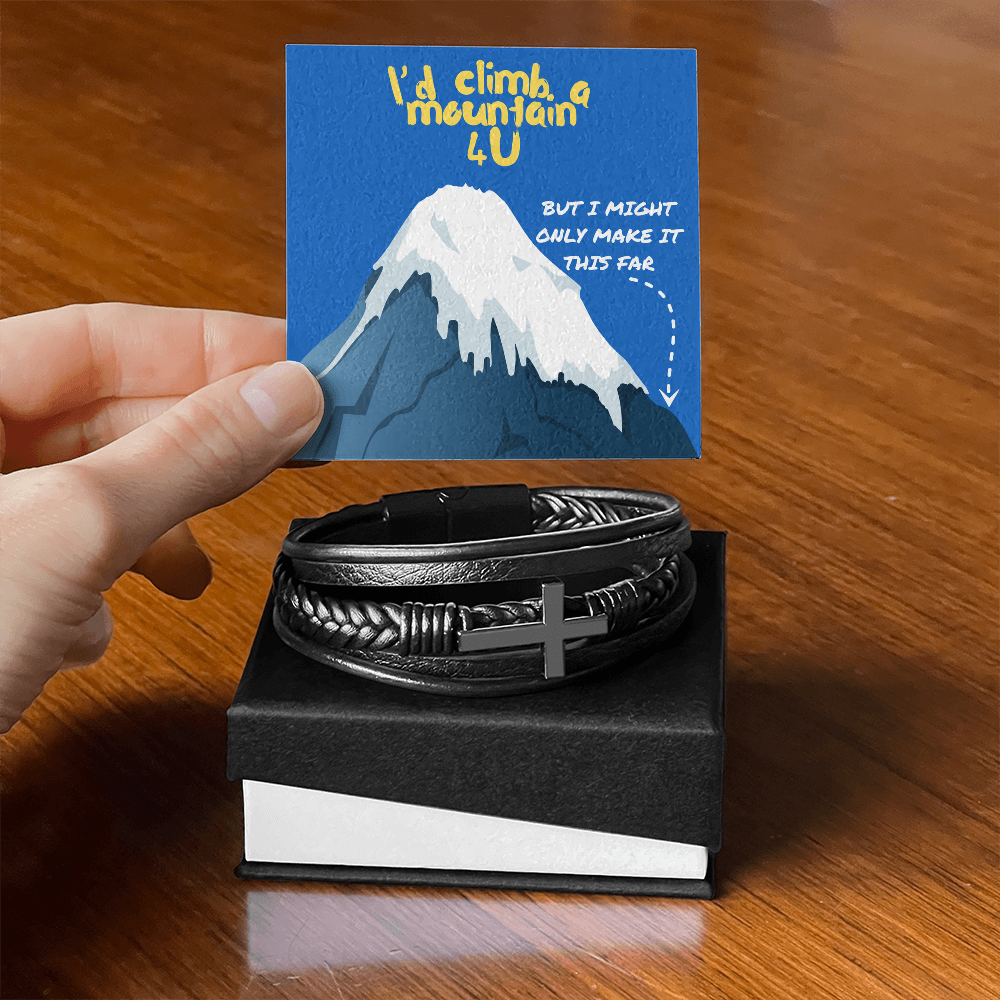 Love - I'd climb a mountain - Men's Cross Bracelet