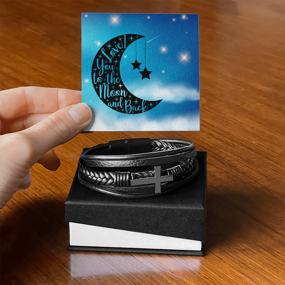Love - To the moon and back - Men's Cross Bracelet